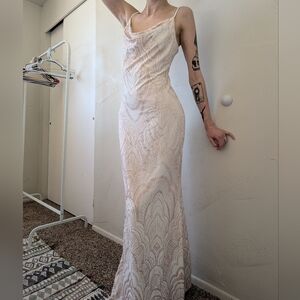 Floor length spaghetti strap dress